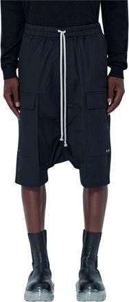 Rick Owens Korte Broeken, Heren, Zwart, S, Polyester, Cargobela Shorts