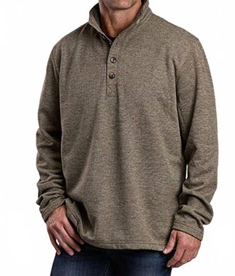 Stetson Quarter-Button Honeycomb Knit Sweater In Brown