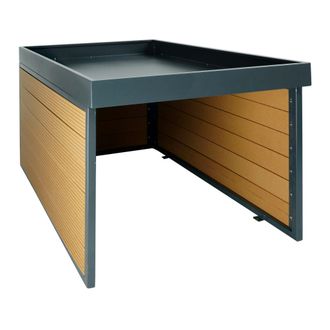 Hhg Garaje Para Robot Cortac&eacute;sped Xl Con Jardinera Hhg-377, Techo Refugio Para Cortac&eacute;sped, Wpc Metal 47x70x94cm, Aspecto Roble