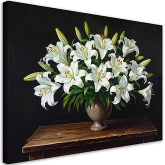 Feeby Impresi&oacute;n De Imagen, Lirios Blancos En Un Jarr&oacute;n, 120x80