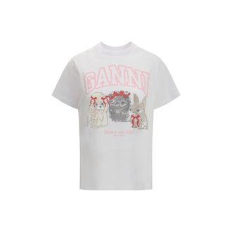 Ganni Witte Katoenen T-Shirt