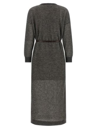 Brunello Cucinelli Womens Gray Wool Midi Dress
