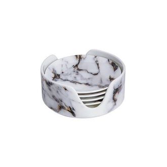 Prouna Marble Venice Fog Coaster in Holder, Set of 4 in White at Nordstrom