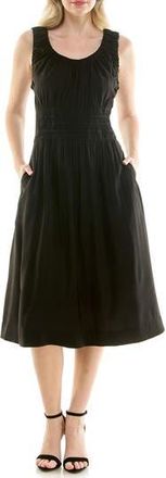 Nicole Miller Smocked Waist Tank Dress in Very Black at Nordstrom Rack, Size X-Large
