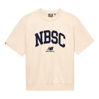 New Balance Logo T-Shirt Asia Sizing Beige Navy 5CD25353-CRE