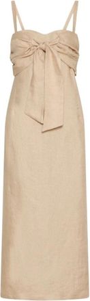 Marella Midi Jurk - Dames - Casual kleedjes - Beige - S - Polyester - Kleedjes