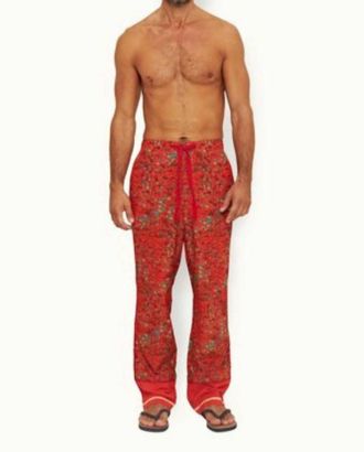 Orlebar Brown Alfred Solo Fantasy Relaxed Fit Poplin Lounge Trousers In Vermillion