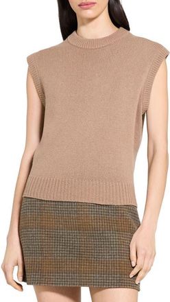 Theory Relaxed Cashmere & Wool Sweater Vest in Camel at Nordstrom, Size Medium