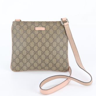 Gucci Beige Leather Coated Canvas Handbag Shoulder Bag Tote Bag (Pre-Owned)