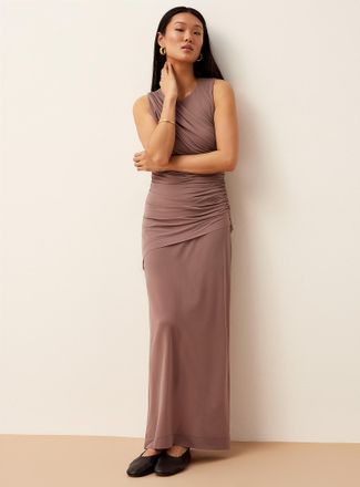 Icone Womens Centre slit maxi micromesh skirt