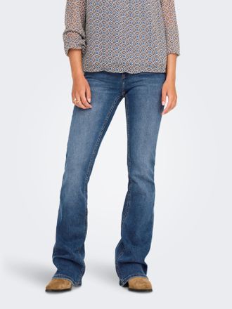 Only Bootcut-Jeans ONLY ONLBLUSH MID FLARED DNM TAI305 NOOS, Damen, Gr. XL (42), L&auml;nge 32, blau (medium blau denim), Denim/Jeans, Obermaterial: 92% Baumwol