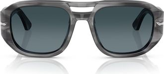 Persol Gender Inclusive Vincent 53mm Polarized Pilot Sunglasses in Striped Grey/blue at Nordstrom