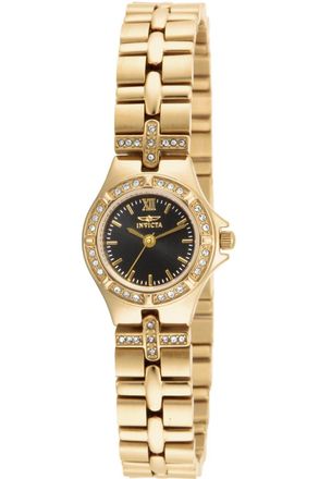 Invicta Wildflower 17065 Dames Horloge - Quartz Uurwerk - Roestvrij Staal met zwarte Wijzerplaat - 21mm