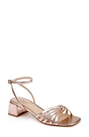 Badgley Mischka Pasco Ankle Strap Sandal in Rose Gold Leather at Nordstrom, Size 6.5