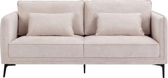 VENTE-UNIQUE.COM Sof&aacute; fijo poli&eacute;ster 3 plazas beige 194x80cm