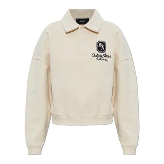 Amiri Polo Shirts, female, Beige, Size: XS Logo Polo Sweatshirt