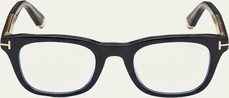 Tom Ford Mens Acetate Square Blue-Block Optical Frames