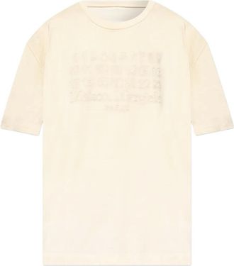 Maison Margiela logo-embroidered T-shirt - men - Cotton - M - Neutrals
