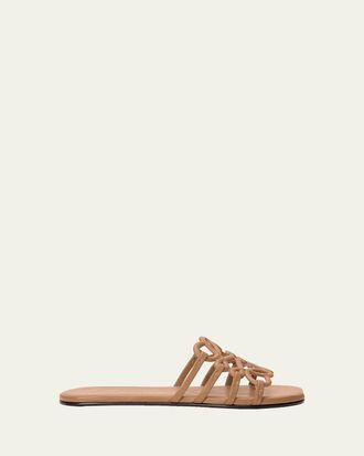 Loewe x Paulas Ibiza Petal Leather Anagram Slide Sandals