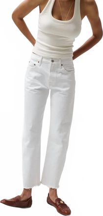 Pistola Denim Lexi Mid Rise Bowed Straight Jeans In Vintage White
