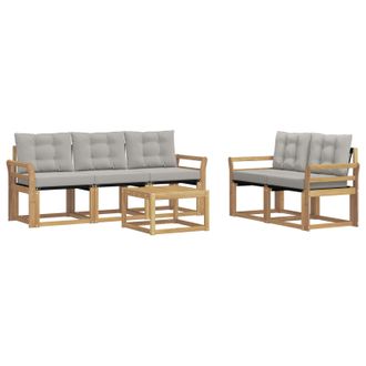 vidaXL Conjunto De Sof&aacute;s De Exterior 6 Pcs Blanco Y Gris Claro Vidaxl