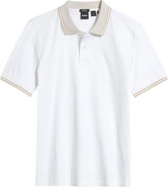 BOSS Phillipson Mercerized Cotton Polo in White at Nordstrom, Size Xx-Large