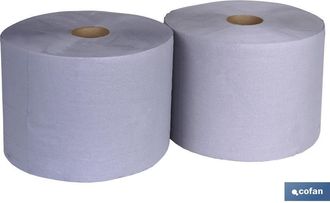 cofan Bobina Industrial Reciclada Azul 250mts (2 Rollos), Bobina Industrial De Papel Secamanos Reciclado Que Garantiza Una Resistencia Y Capacidad De Absorc