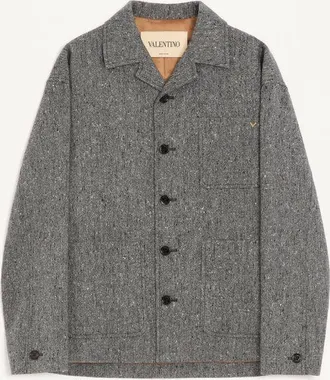 Valentino Giacca Camicia Valentino In Lana Boutonn&egrave; Con Vgold Uomo GRIGIO 44