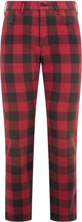 Moschino Broeken, Heren, Rood, XS, Katoen, Slim Tartan Broek