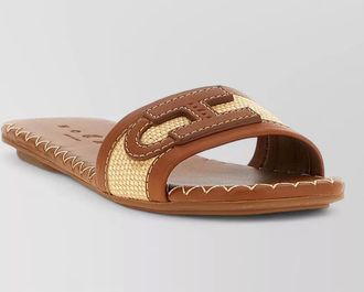 Hogan h685 flat sandals open toe stitching