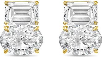 Diana M. Jewels 14kt yellow gold 5.00 cts emerald and oval diamond earrings