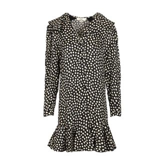Chlo&eacute; Mini abito a pois con ruches in seta jacquard - - Dresses - Donna - Nero - S