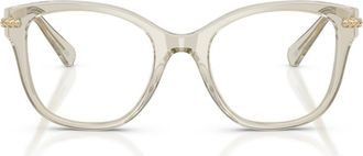 Swarovski 49mm Crystal Embellished Square Optical Glasses in Transparent Beige/Demo Lens at Nordstrom