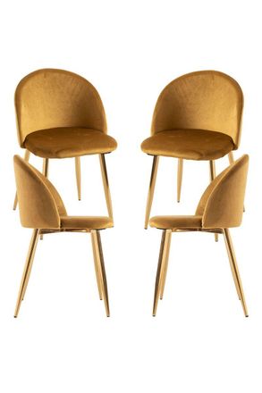 Regalos Miguel Packs Sillas Comedor - Pack 4 Sillas Vint Terciopelo Golden - Amarillo