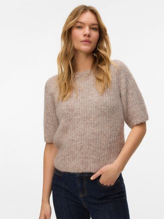 Vero Moda Strickpullover VERO MODA VMAWSOME 2/4 O-NECK PULLOVER NOOS, Damen, Gr. M, moon rock, Strick, Obermaterial: 70% Polyester, 21% Nylon, 8% Wolle, 1% Elas