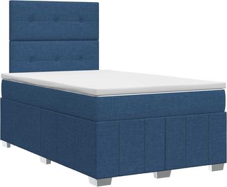 vidaXL Cama Box Spring Con Colch&oacute;n Con Cabecera Azul 120 X 190 Cm Tela Vidaxl