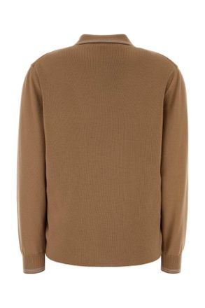 Miu Miu Womens Camel Wool And Suede Cardigan Cammello Maglieria Sweater