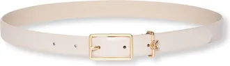 Calvin Klein Lederg&uuml;rtel CALVIN KLEIN SQUARE BUCKLE CK LOOP 25MM, Damen, Gr. 11,5, gold (chateau, ck light gold), Rindsleder, unifarben, G&uuml;rtel Lederg&uuml;rtel, Gr&ouml;sse