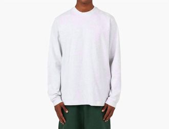 Nike Solo Swoosh Long Sleeve T-Shirt In Birch Heather/white