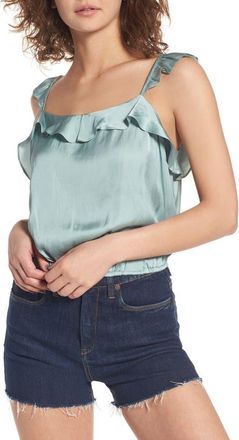 ASTR the Label Ruffle Tank in Teal Foam at Nordstrom, Size X-Small