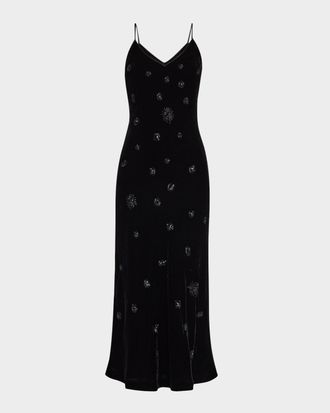 La Ligne Spaghetti-Strap Velvet Slip Dress
