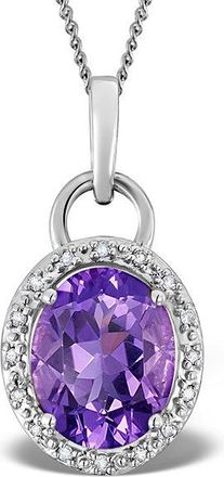 The Diamond Store Amethyst 2.34CT And Diamond 9K White Gold Pendant Necklace