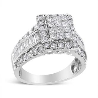 House of Brilliance 14K White Gold 2.00 Cttw Composite Head with Halo Diamond Ring at Nordstrom, Size 7