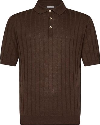 Boglioli Bruin Linnen Katoen Polo Shirt - Heren - Polos - Bruin - 2XL - Katoen - Tops