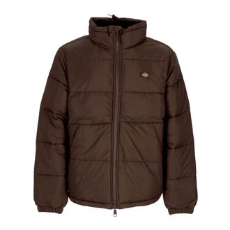 Dickies Winter Jackets, male, Brown, S, Water-Repellent Down Jacket with Adjustable Collar
