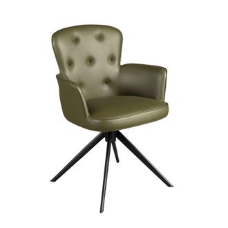 Angel Cerd&aacute; Dark Green Leatherette Swivel Dining Chair - Capitonn