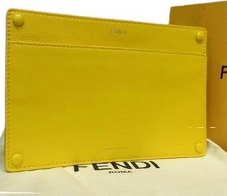 Fendi Yellow Leather Pouch (Pre-Owned)