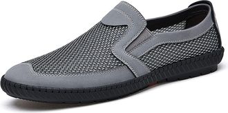 Generic Mens Loafers Shoe Breathable Round Toe Lightweight Loafer Shoes Slip Resistant Flexible Lightweight Outdoor Party Slip-ons(Grey,7.5 UK)
