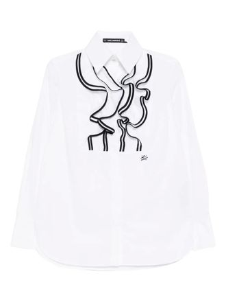 Karl Lagerfeld logo-embroidered shirt - women - Cotton - 40 - White