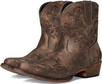 Roper Short Stuff Cowboy Womens Boots Vintage Brown Faux Leather : 10.5 M, Synthetic